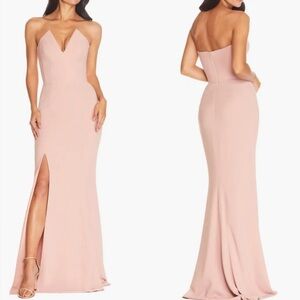NWOT Dress the Population Fernanda Strapless Evening Gown sz S blush